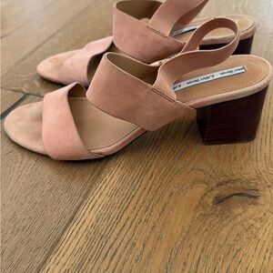 Blush Pink Suede Women's block Heeled Sandals